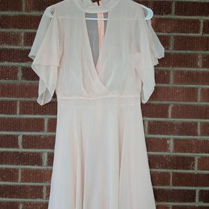 light pink sheer classic evening dress